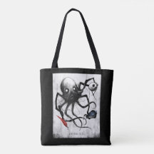 Sac fourre-tout pieuvre Black Inky Bones Press