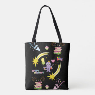 Sac fourre-tout, Pieuvre Violette Noire Joyeux Ann