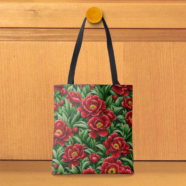 Sac fourre-tout Pivoines Rouges (Tote bag with red peonies)