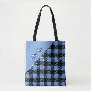 Sac fourre-tout Plaid Personnalisé Bleu Buffalo