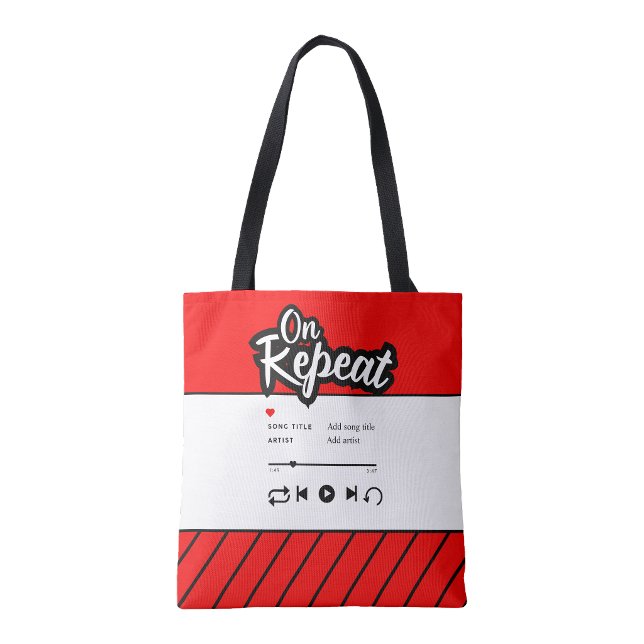 Sac fourre-tout pour achats de chanson préférée en (On Repeat Favorite Song shopping Book Tote Bag )