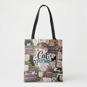 Sac Fourre-Tout pour Amoureux de Chats et de Livre