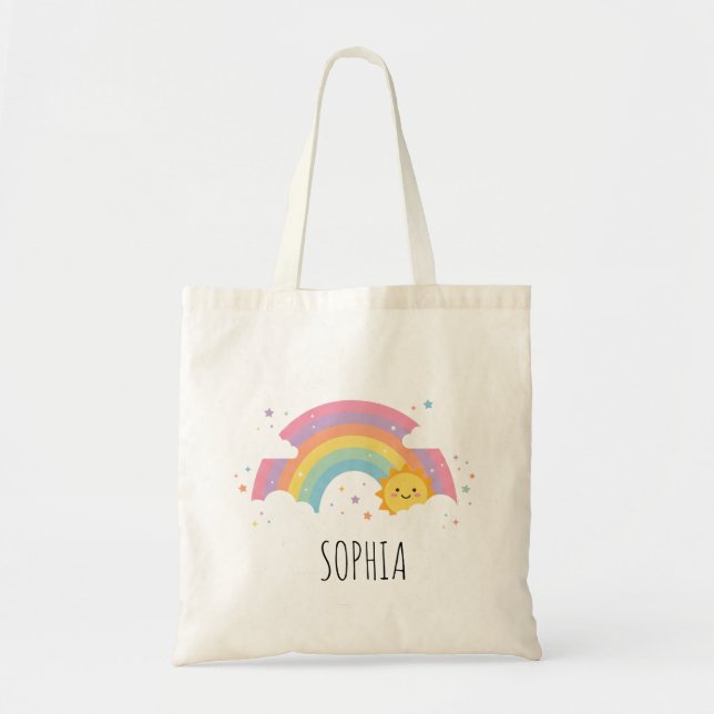 Sac fourre-tout pour enfants avec nom Nuages Arc-e (Devant)