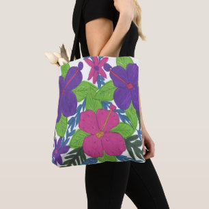 Sac fourre-tout pourpre à bouquet de ketmie