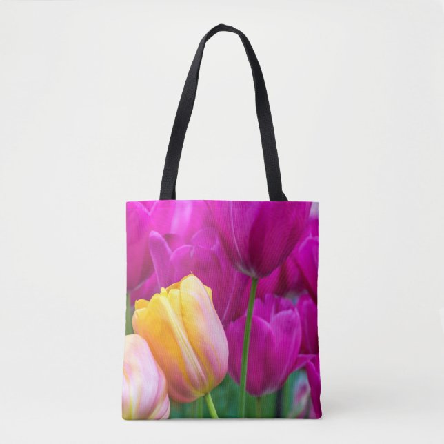 Sac fourre-tout pourpre et orange à tulipes (Devant)