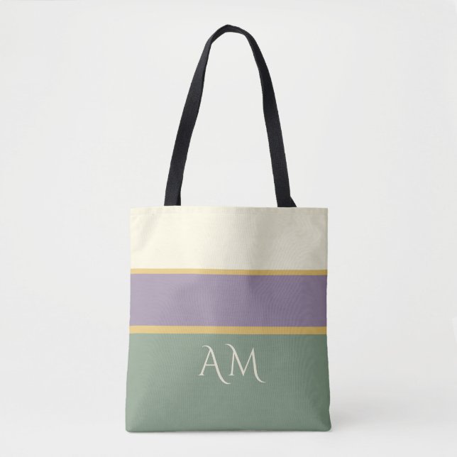 Sac fourre-tout premium rayé avec monogramme perso (Devant)