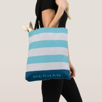 Sac fourre-tout Preppy Striped Pastel Blue Monogra
