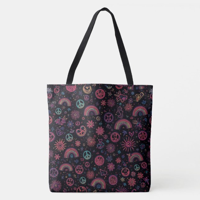 Sac fourre-tout psychédélique groovy | Arc-en-ciel (Devant)