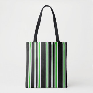 Sac fourre-tout rayé noir, blanc et vert | Sac Hal