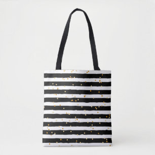 Sac fourre-tout rayé noir et blanc avec points d'o