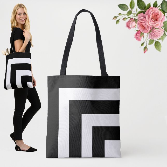 Sac fourre-tout rayé noir et blanc moderne (Créateur téléchargé)