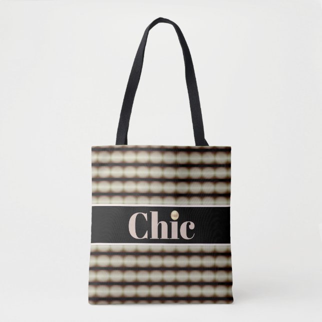 Sac fourre-tout rayé noir marron et beige chic (Devant)