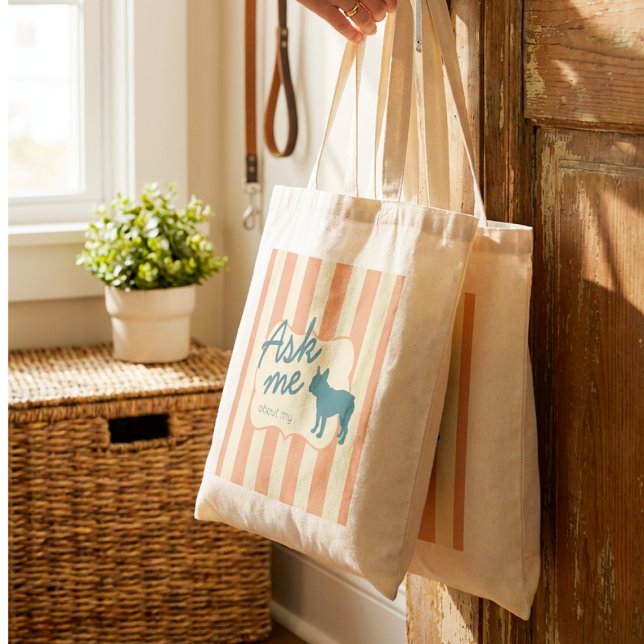 Sac fourre-tout rayé pour maman de bouledogue fran (Créateur téléchargé)