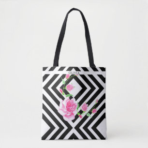 Sac fourre-tout rayé stylé   Rose rose