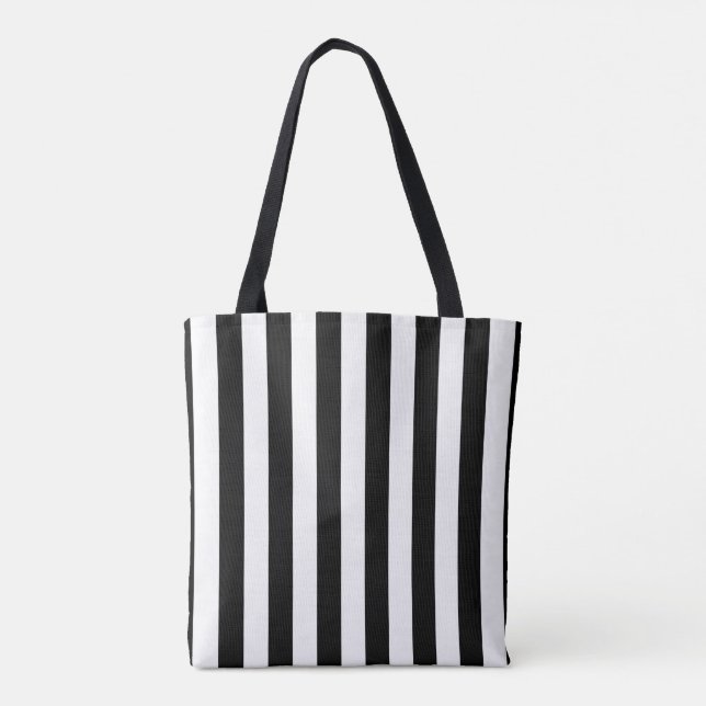 Sac fourre-tout, rayure noire et blanche verticale (Dos)