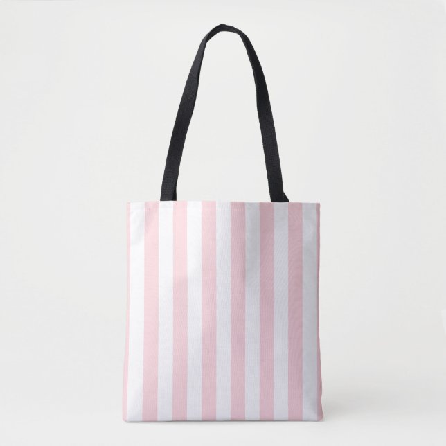 Sac fourre-tout, rayure rose et blanc vertical (Devant)
