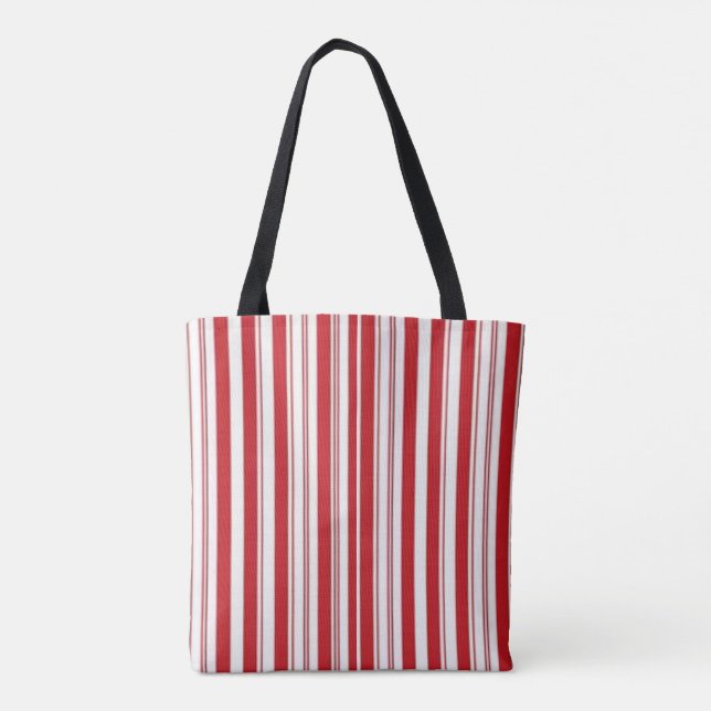 Sac fourre-tout, rayure rouge et blanc vertical (Dos)