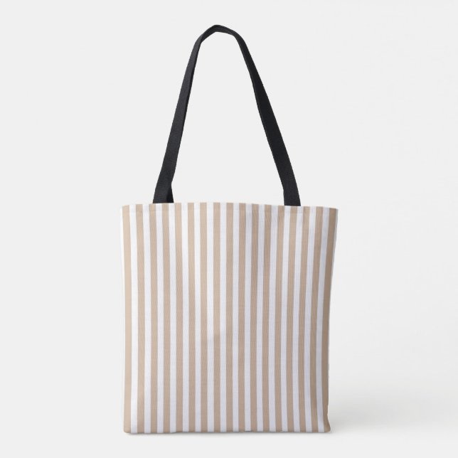 Sac fourre-tout, rayure verticale beige et blanc  (Dos)