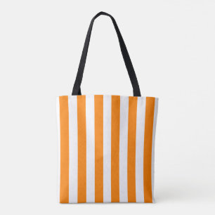 Sac fourre-tout, rayure verticale orange et blanc