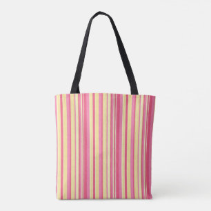Sac fourre-tout, rayures jaunes et roses verticale
