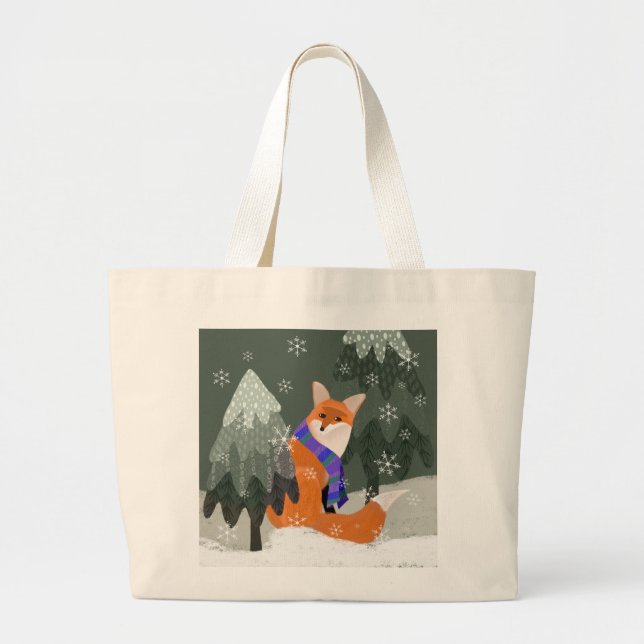 Sac fourre-tout renard mignon d'hiver (Devant)