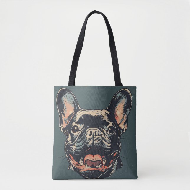 Sac fourre-tout rétro Bouledogue français (Devant)