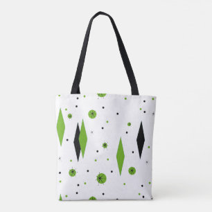 Sac fourre-tout Retro Green Diamonds et Starburst