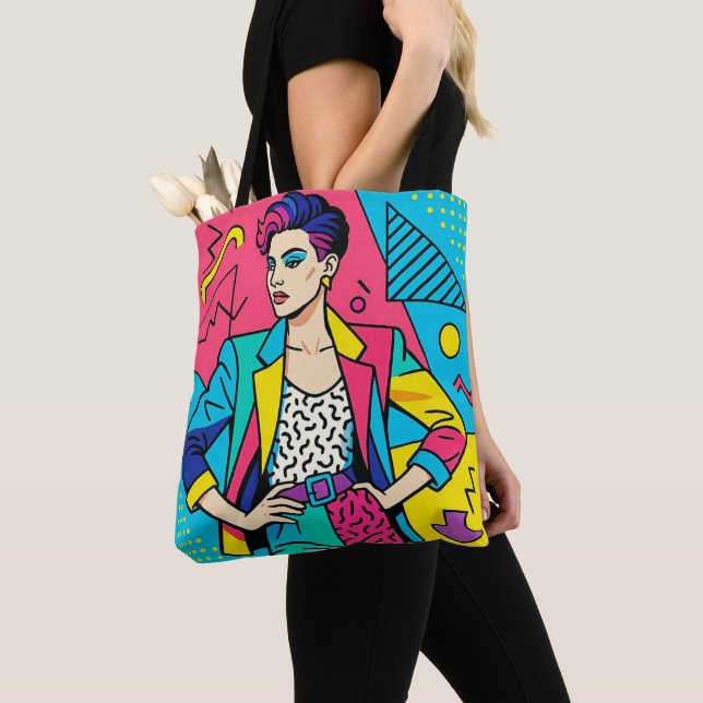 Sac fourre-tout rétro "J'adore les années 80" (De près)