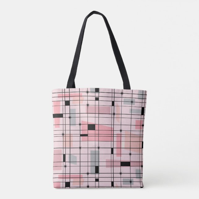 Sac fourre-tout Retro Pink Grid et Starburst (Dos)