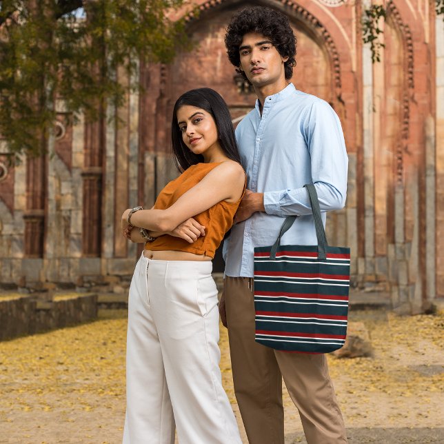 Sac fourre-tout Retro Red Stripes (Créateur téléchargé)