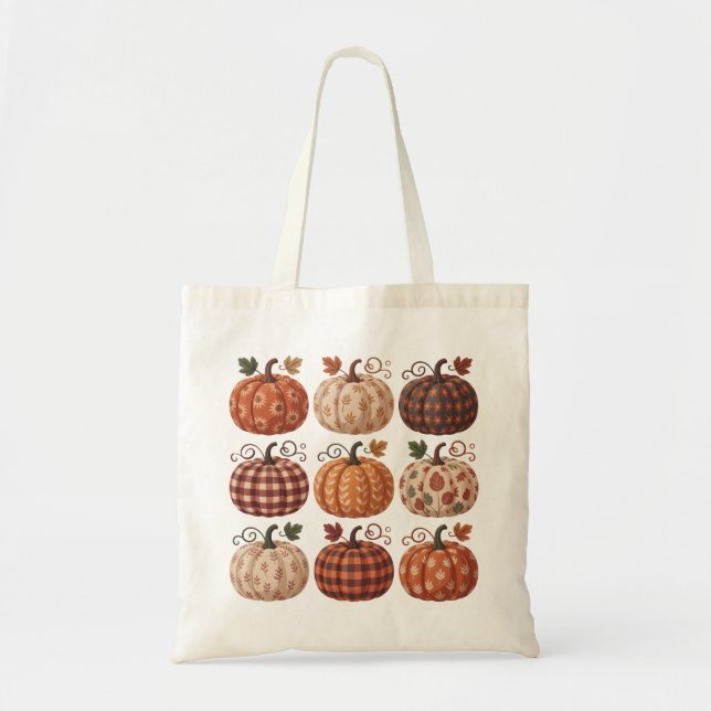 Sac fourre-tout réutilisable à motif de citrouille (Devant)