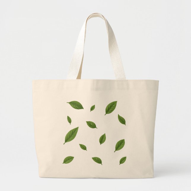 Sac fourre-tout réutilisable avec motif feuille ve (Devant)
