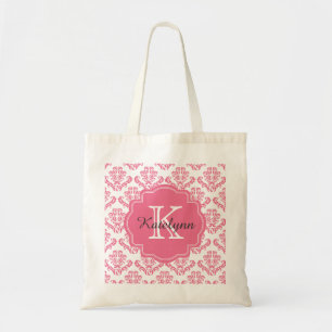 Sac fourre-tout rose à coutume de motif de damass