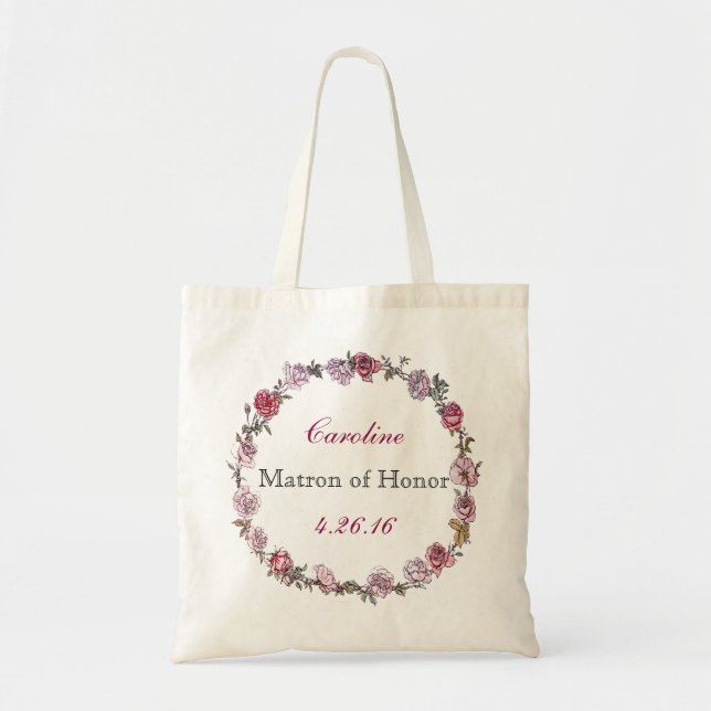 Sac fourre-tout rose à mariage de dame de honneur (Devant)