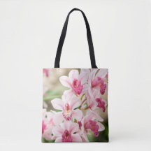 Sac fourre-tout rose à orchidée réutilisable