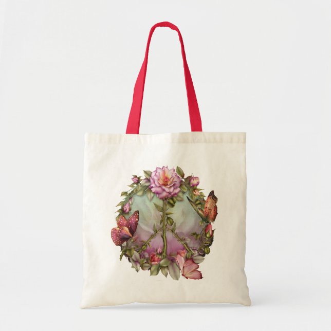Sac fourre-tout rose à paix (Devant)