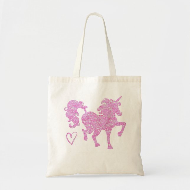 Sac fourre-tout rose à silhouette de licorne de (Devant)