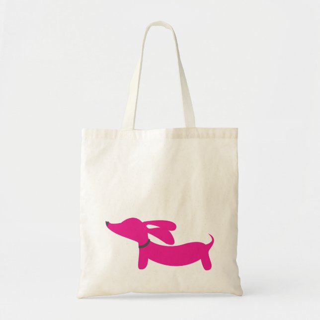Sac fourre-tout rose à teckel (Devant)
