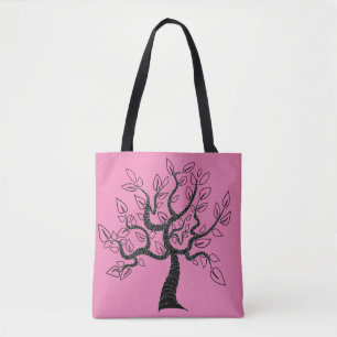 Sac fourre-tout rose avec arbre - Couleurs personn