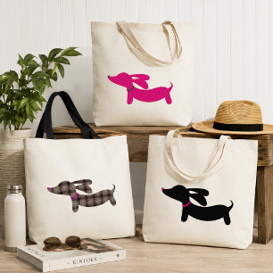 Sac fourre-tout rose Dachshund