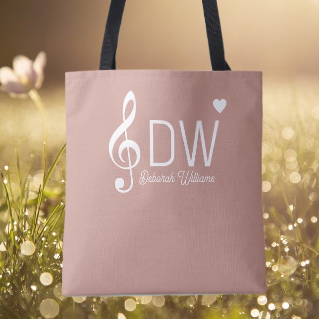 Sac fourre-tout Rose Dusty avec son nom et Clef Tr (Créateur téléchargé)