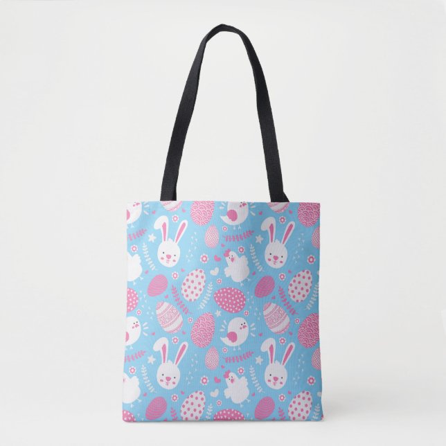 Sac fourre-tout rose et bleu simple au motif | de (Devant)