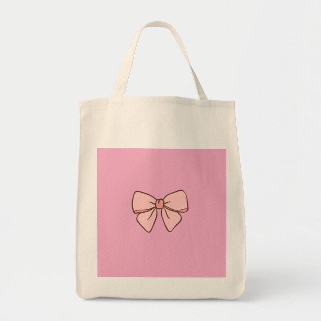Sac fourre-tout rose pastel noeud papillons (Devant)