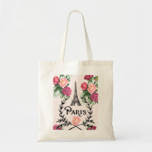 Sac fourre-tout rose vintage à roses de Paris