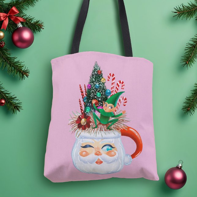 Sac fourre-tout rose vintage Père Noël Mug (Créateur téléchargé)