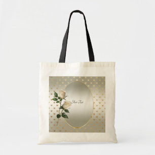 Sac fourre-tout Roses blanches cœurs dorés