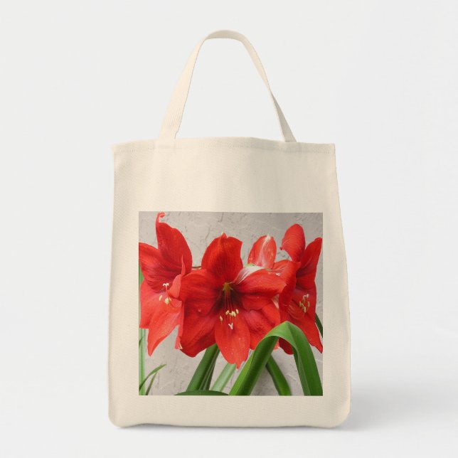 Sac fourre-tout rouge à épicerie d'amaryllis de (Devant)