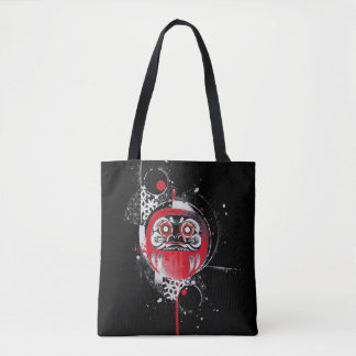 Sac fourre-tout rouge abstrait à Daruma