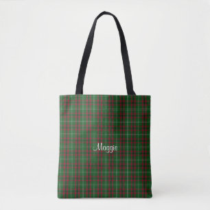 Sac fourre-tout rouge et vert à tartan