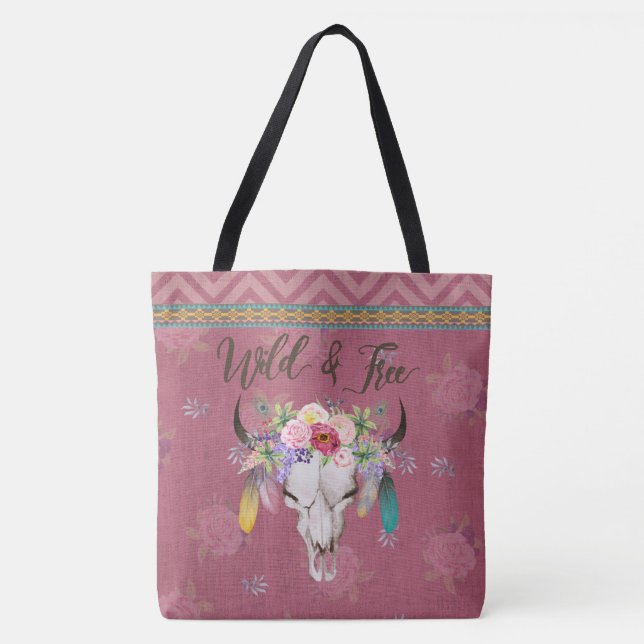 Sac fourre-tout sauvage et libre à Boho (framboise (Devant)